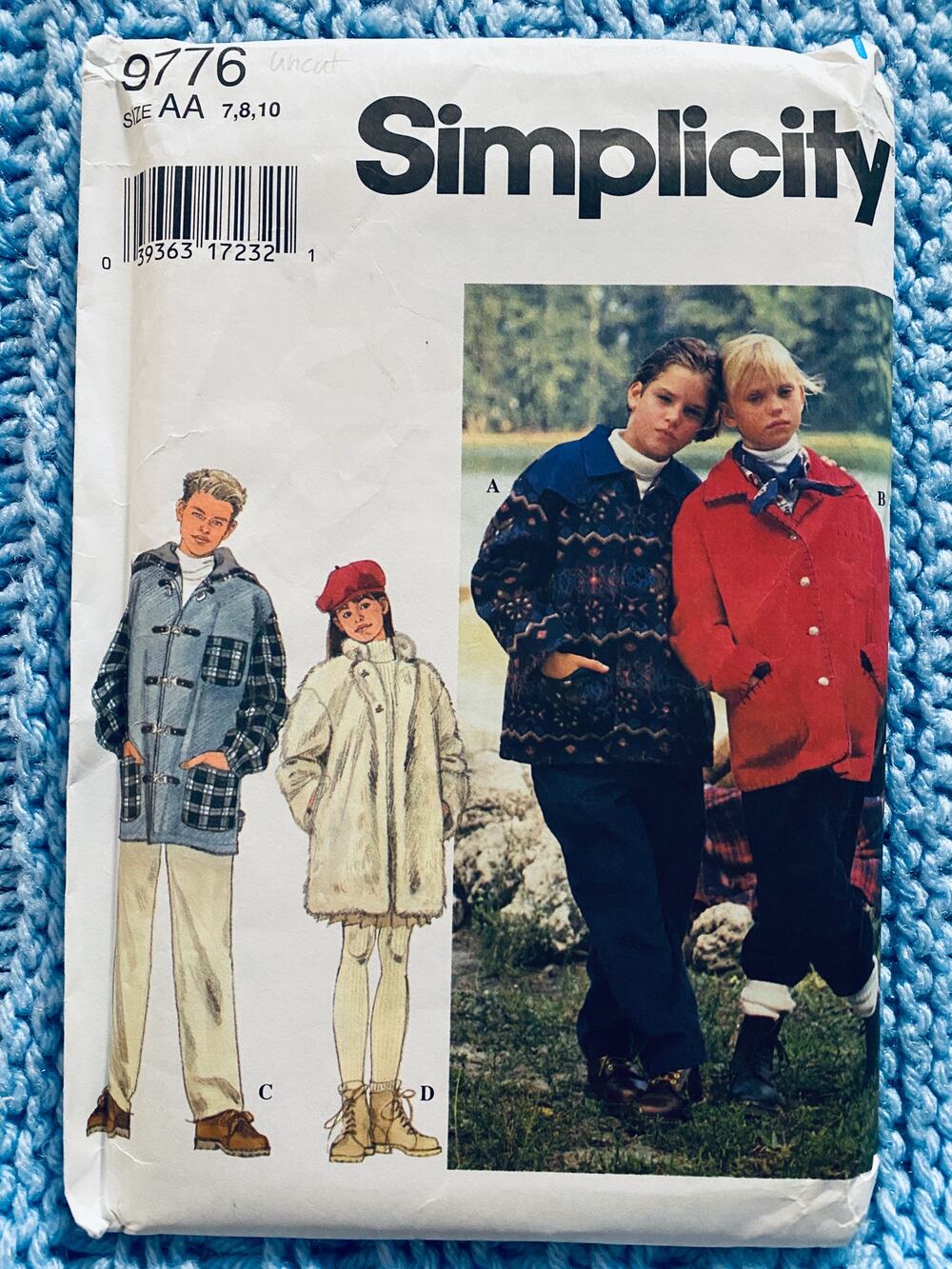 Simplicity 9776 Kids jacket pattern size 7 8 9
